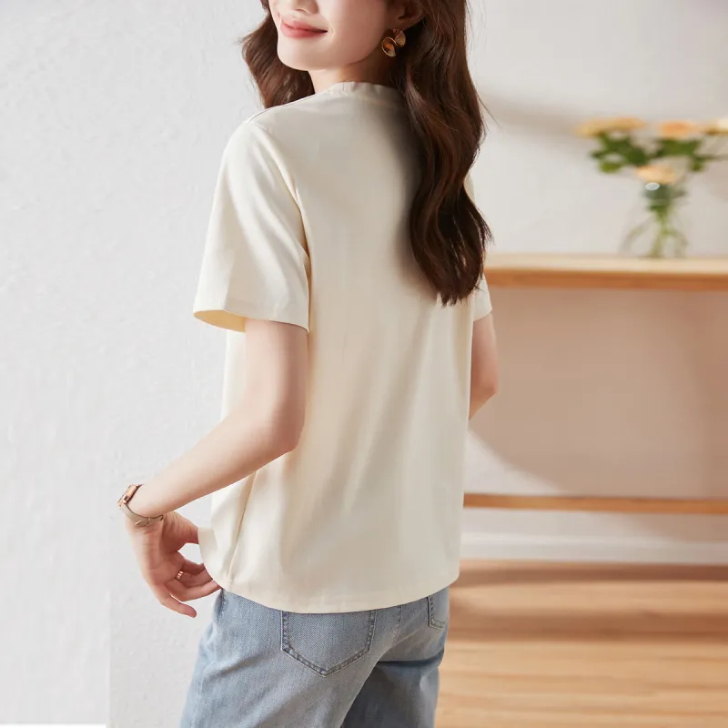 Huagaa T Shirts Women's Beige-3