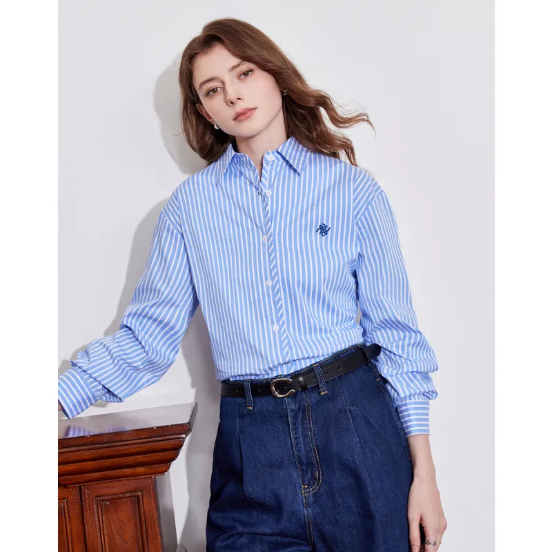 Huagaa Shirt Women's Blue Stripes-1