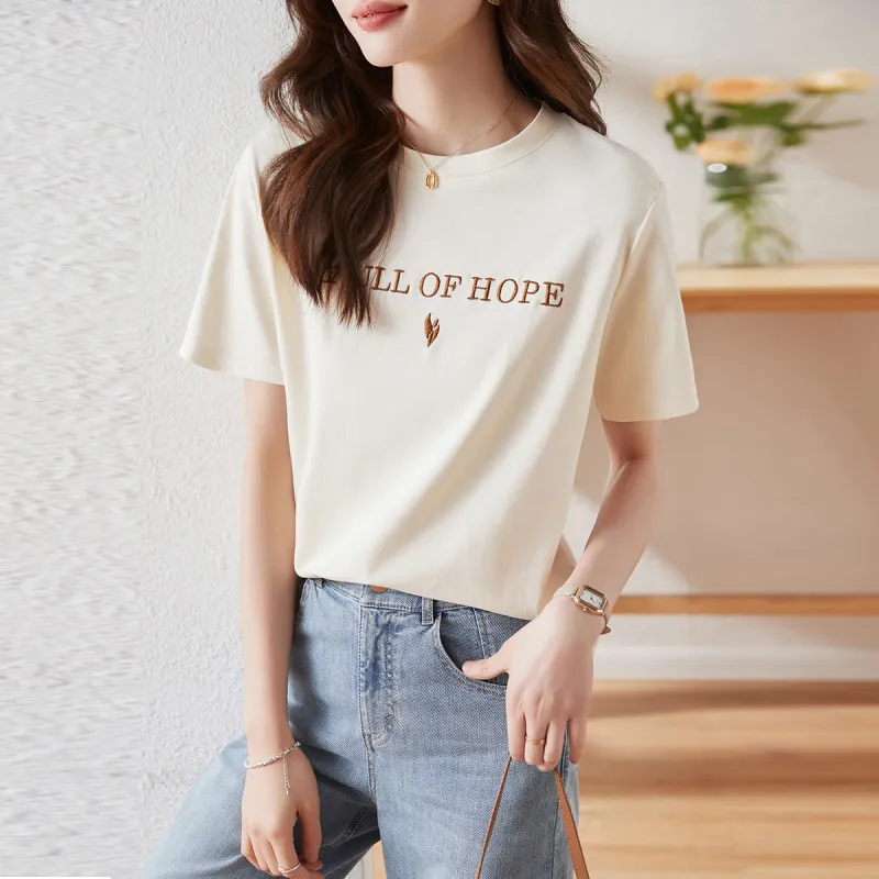 Huagaa T Shirts Women's Beige-2
