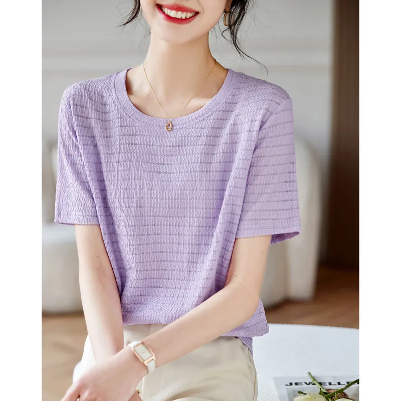Huagaa T Shirts Women's Purple-3