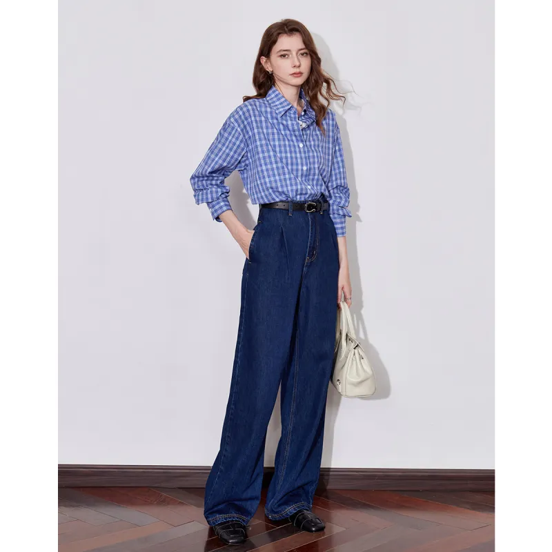 Huagaa Shirts Women's Blue Plaid-2