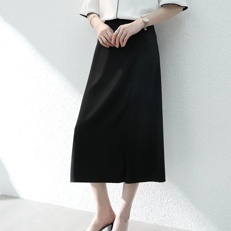 Huagaa Casual Long Skirt Women's Black-5