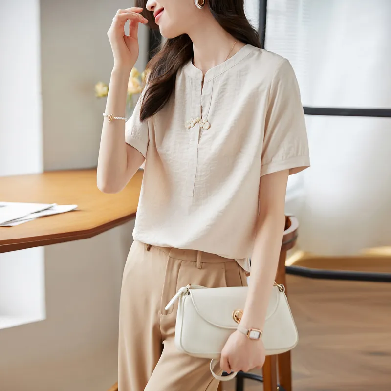 Huagaa Shirts Women's Apricot-2