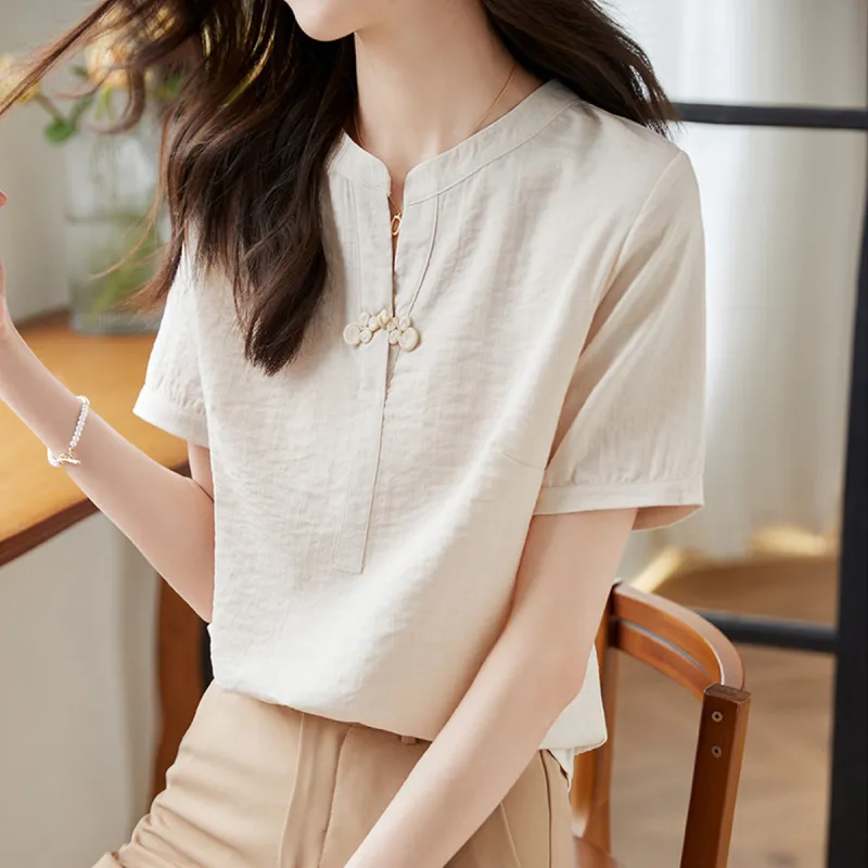 Huagaa Shirts Women's Apricot-5