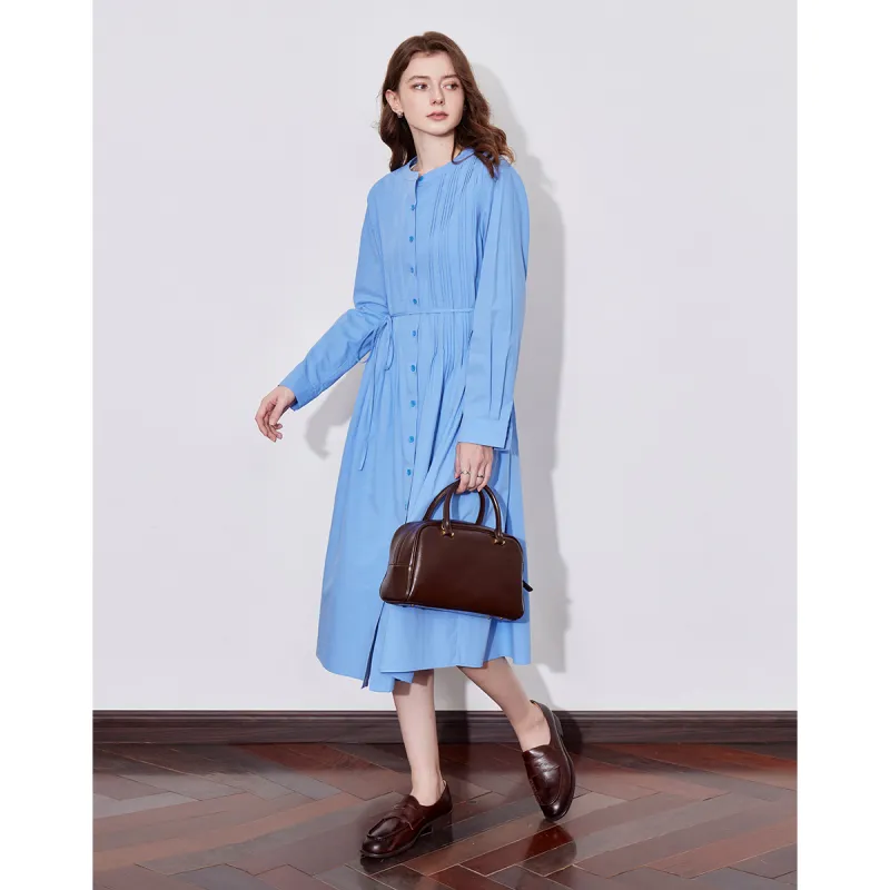 Huagaa Long Sleeved Dress Women's Colorful Blue-4