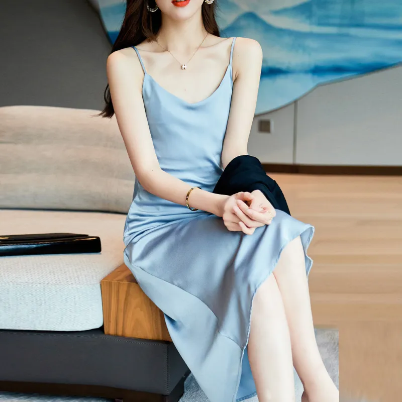 Huagaa Slip Dress Women's Steel Blue-5
