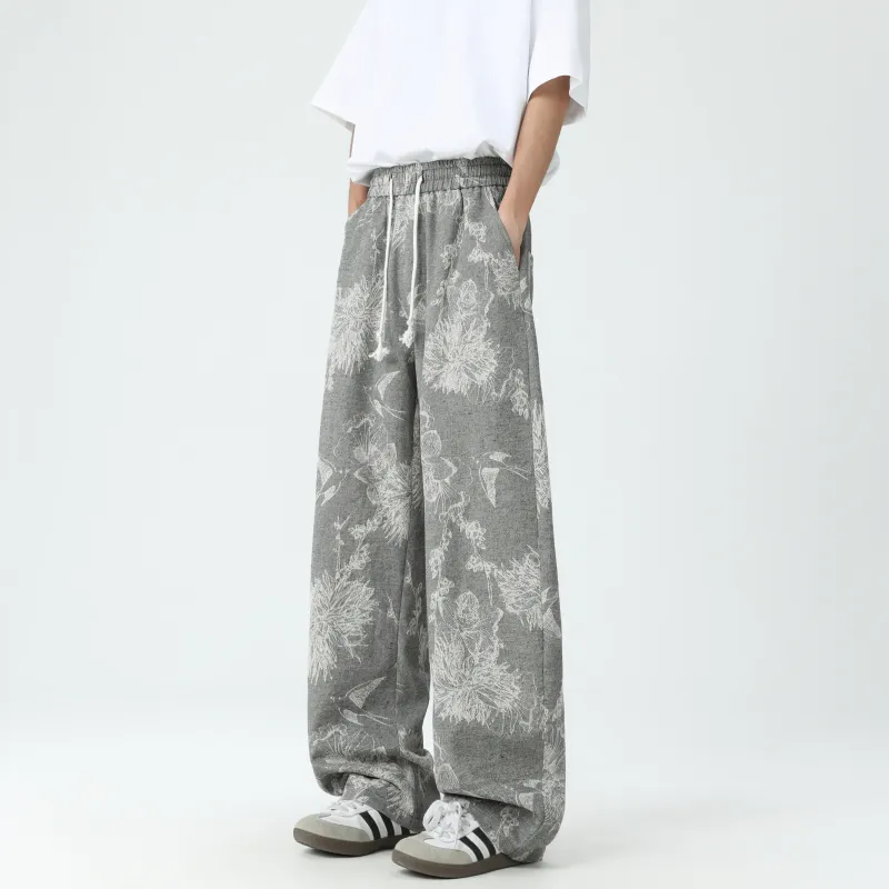 FRQ Casual Pants Unisex Pattern Gray-1