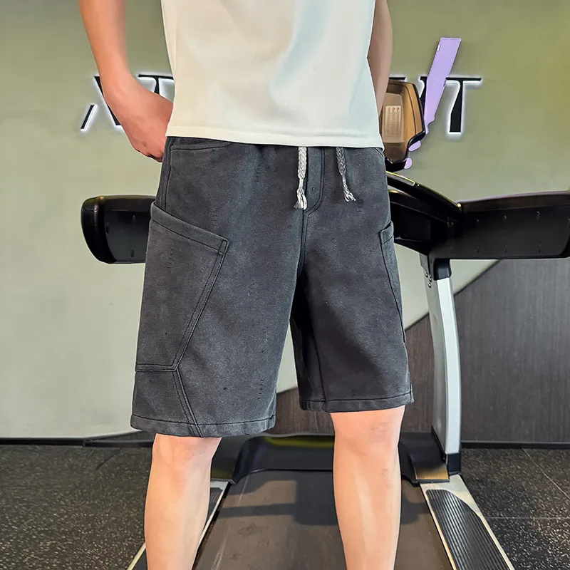 FRQ Denim Shorts Unisex Black Gray Color-7