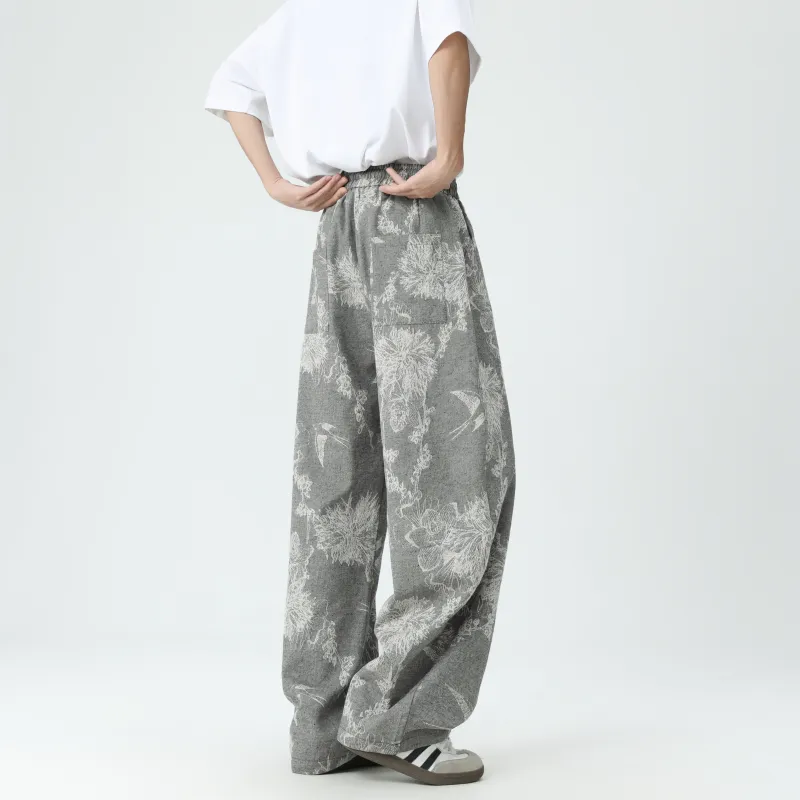 FRQ Casual Pants Unisex Pattern Gray-3