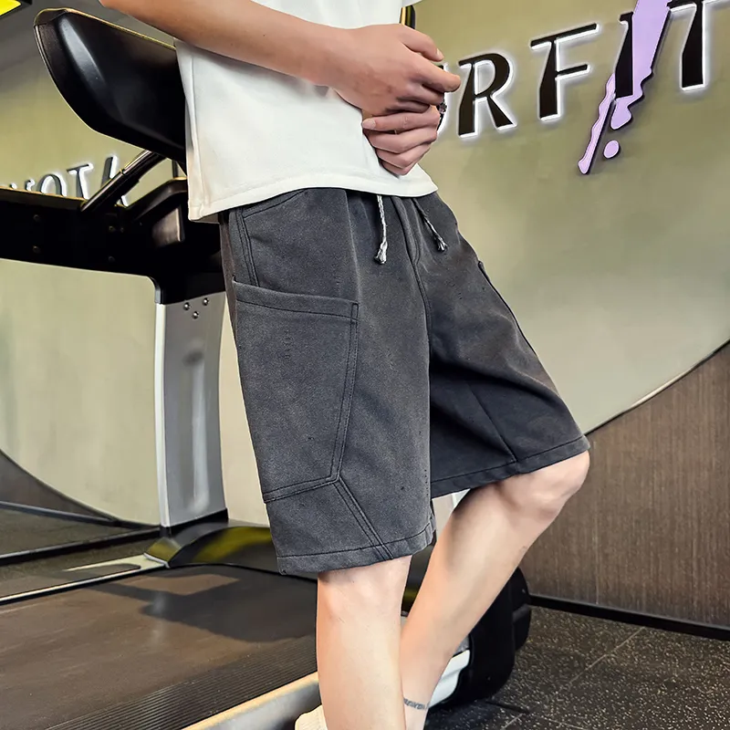 FRQ Denim Shorts Unisex Black Gray Color-4