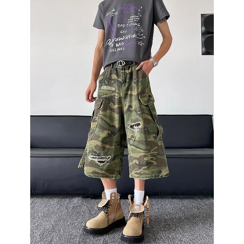 FRQ Denim Shorts Unisex Green Camouflage-2