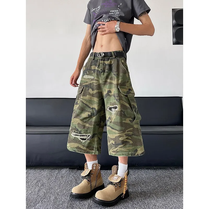 FRQ Denim Shorts Unisex Green Camouflage-4