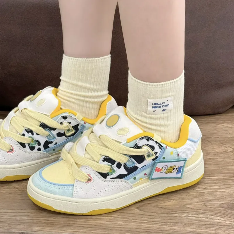GDXF Low Top Skateboard Shoes Women's Cow Yellow-2