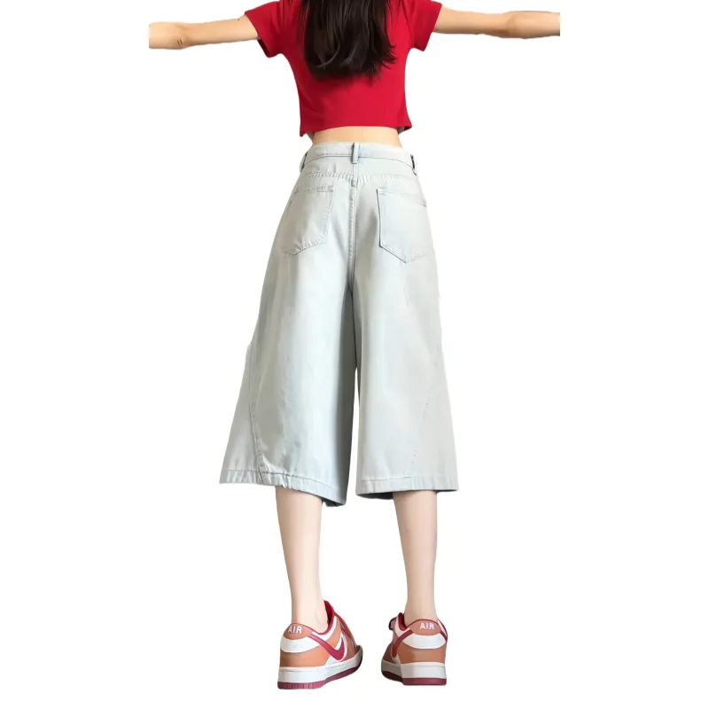 Anyveiw Denim Shorts Unisex Light Blue-5