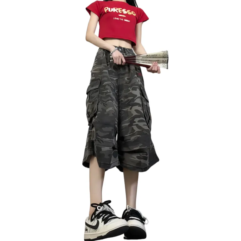Anyveiw Denim Shorts Unisex Camouflage-3