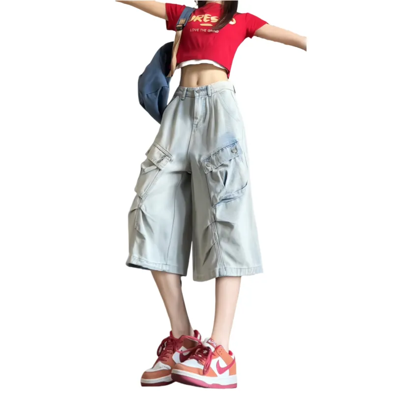 Anyveiw Denim Shorts Unisex Light Blue-2