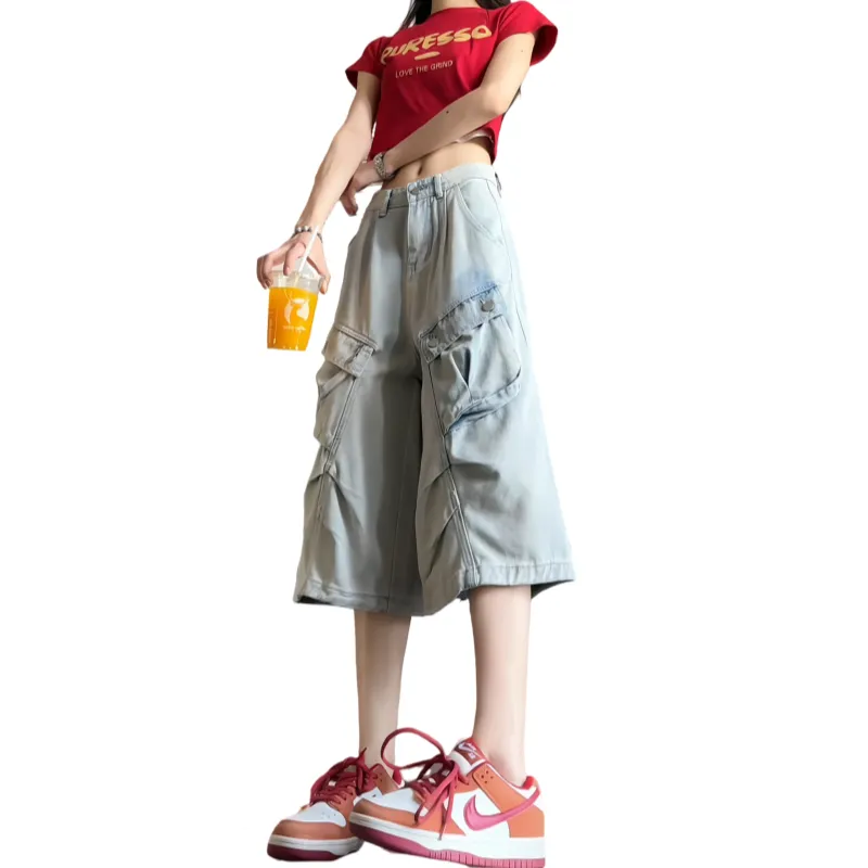 Anyveiw Denim Shorts Unisex Light Blue-3