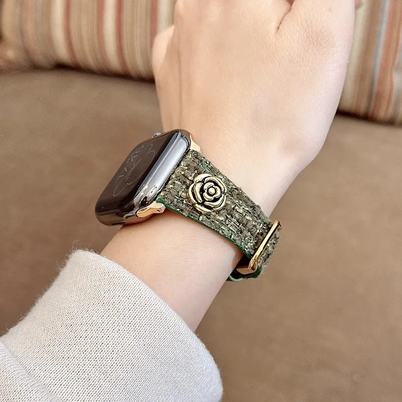 Yu Qing Apple Compatibility Watch Band Woolen, Genuine Leather Sole Material-11
