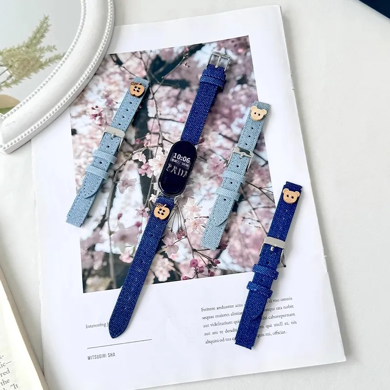 Yu Qing Xiaomi Compatibility Watch Band 19cm Denim Material-3