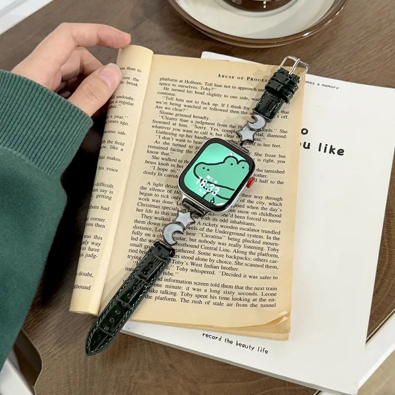Yu Qing Stars Moon Collection Huawei Compatibility Watch Band 190mm Metal, Leather Material-5