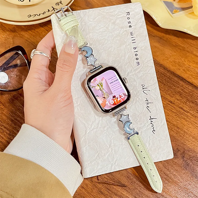 Yu Qing Stars Moon Collection Vivo Compatibility Watch Band 190mm Metal, Litchi Grain Texture-5