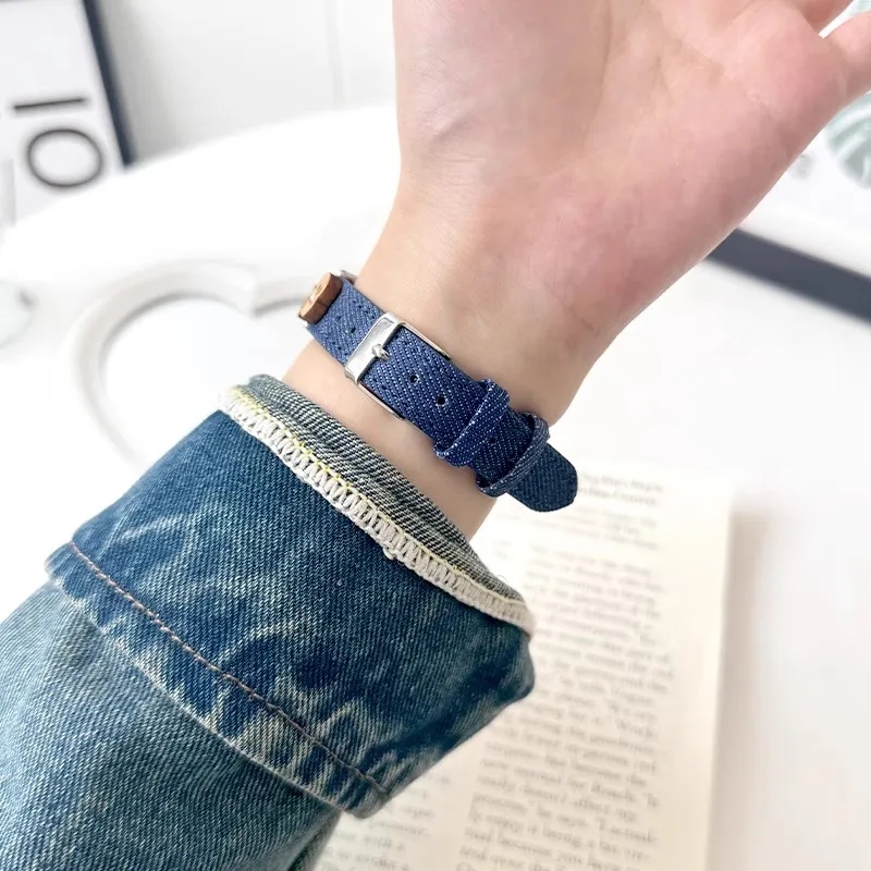Yu Qing Watch Bands Xiaomi Compatibility 185mm Denim Material-3