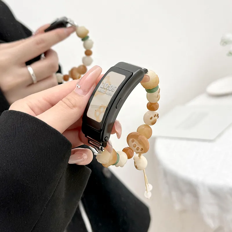 Yu Qing Huawei Compatibility Watch Band Handcrafted Beads Cute Bodhi Cat Paw Unisex Material-2