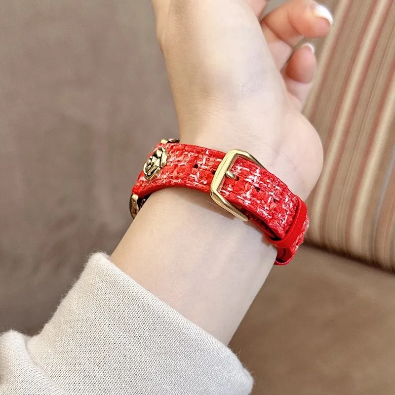 Yu Qing Apple Compatibility Watch Band Woolen, Genuine Leather Sole Material-8