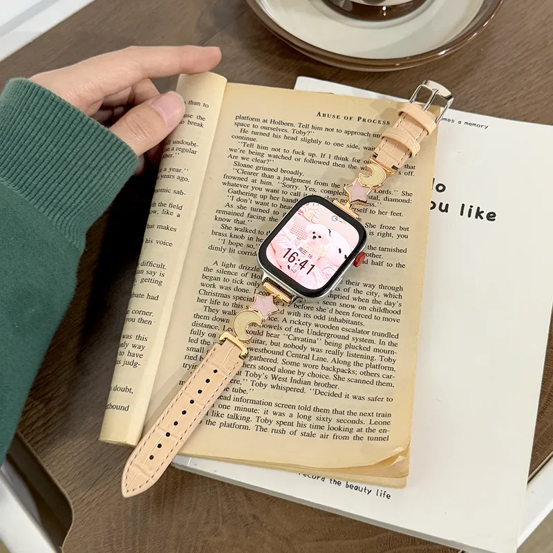 Yu Qing Stars Moon Collection Huawei Compatibility Watch Band 190mm Metal, Leather Material-11