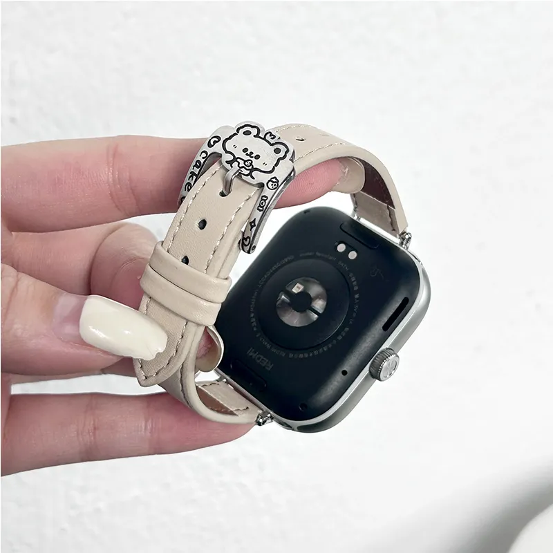 Yu Qing Watch Band Red Beige Compatibility 12.5 21cm Leather-6