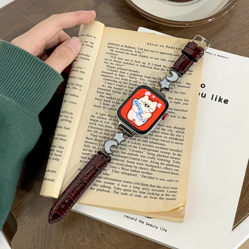Yu Qing Stars Moon Collection Huawei Compatibility Watch Band 190mm Metal, Leather Material-3
