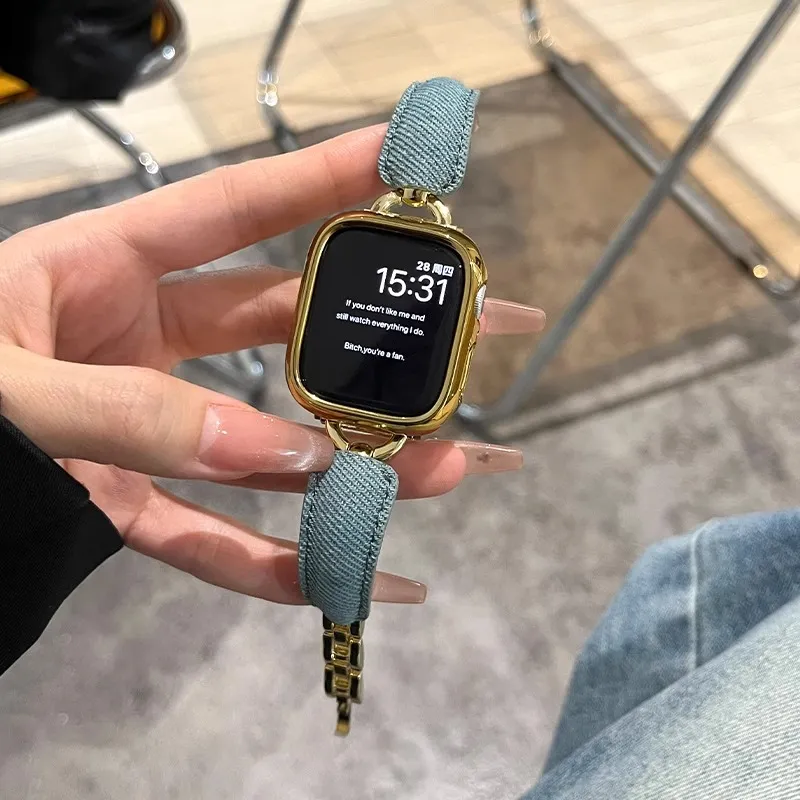 Yu Qing Watch Band Apple Compatibility Denim Material-6