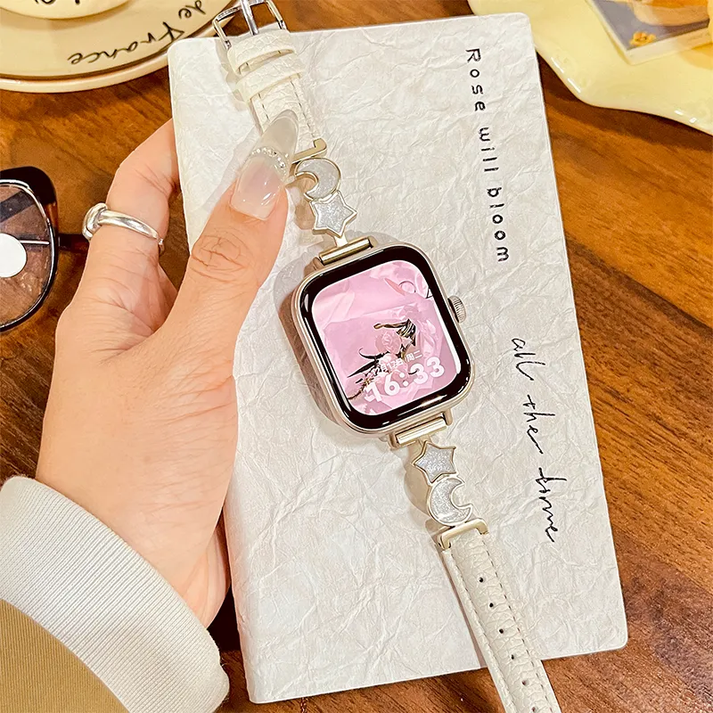 Yu Qing Stars Moon Collection Vivo Compatibility Watch Band 190mm Metal, Litchi Grain Texture-3