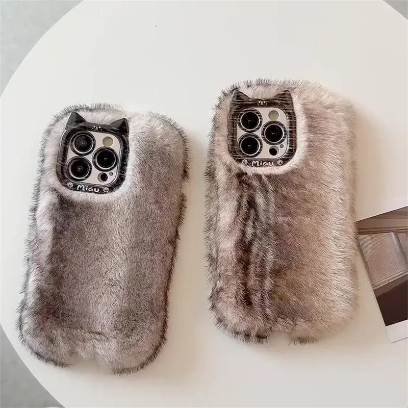 X IT Compatible With Apple 16 Pro Max/iPhone 15/14/12 Plush Fall And Winter Soft Protective Case Phone Cases-5