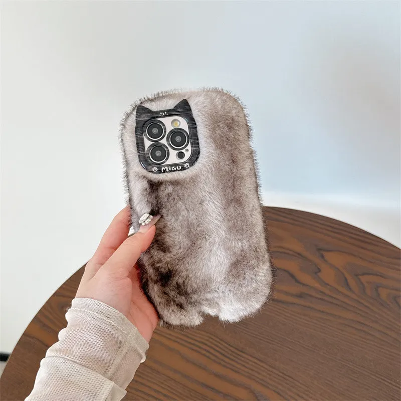 X IT Compatible With Apple 16 Pro Max/iPhone 15/14/12 Plush Fall And Winter Soft Protective Case Phone Cases-7