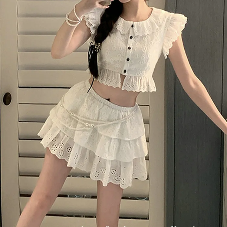 DOSOHEB Skirt Set Women's White-1