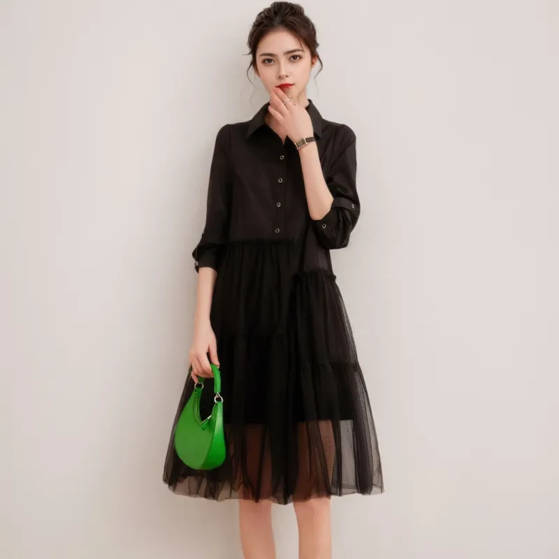 DOSOHEB Long-Sleeved Dresses Women's Black-1