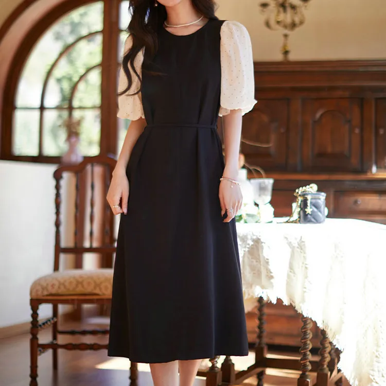 DOSOHEB Short Sleeved Dresses Women's Black-3