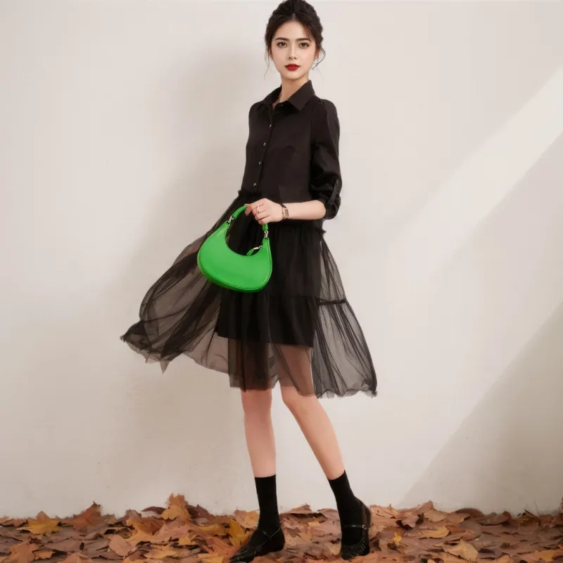 DOSOHEB Long-Sleeved Dresses Women's Black-2