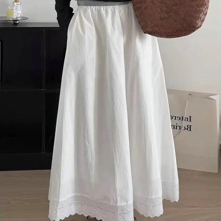 DOSOHEB Casual Long Skirt Women's White-5