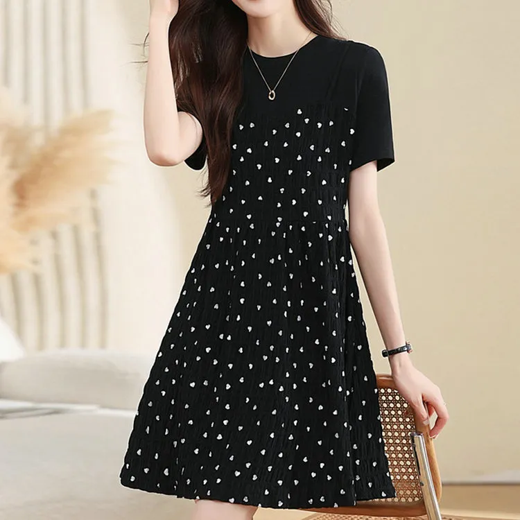 DOSOHEB Short Sleeved Dress Women's Black-3