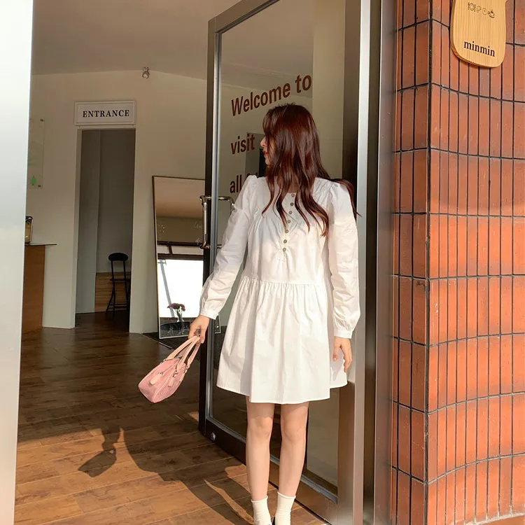DOSOHEB Long Sleeved Dresses Women's White-2
