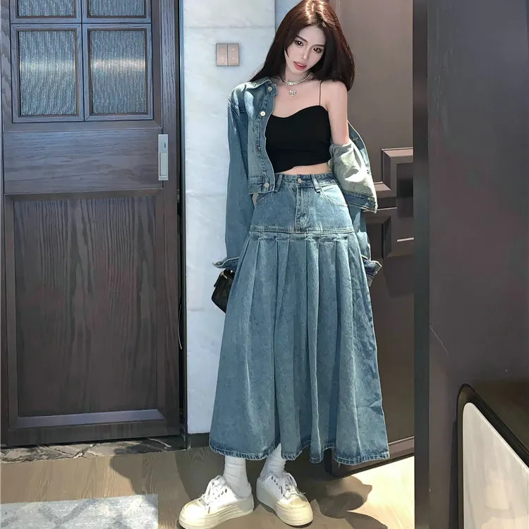 DOSOHEB Skirt Set Women's Dark Blue-1