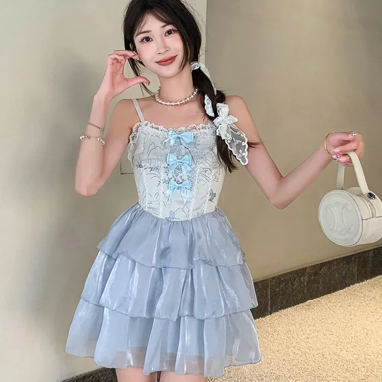 DOSOHEB Slip Dresses Women's Light Blue-5