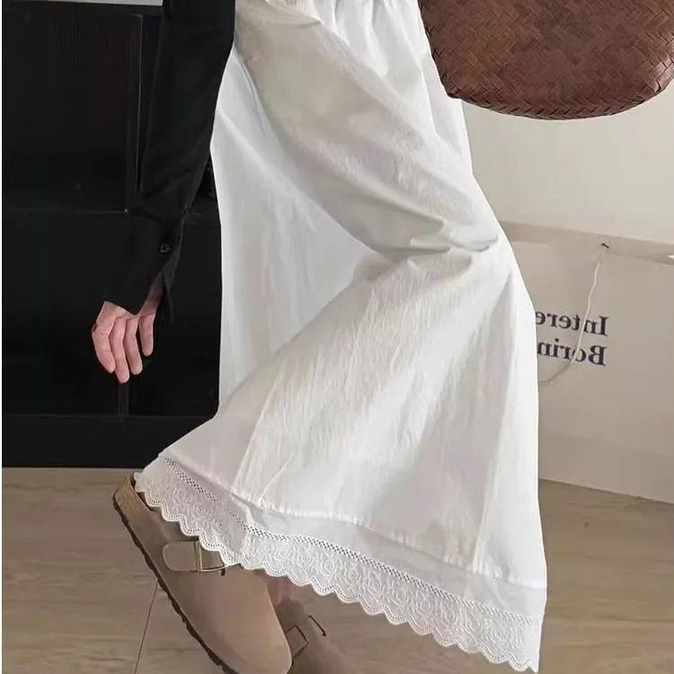 DOSOHEB Casual Long Skirt Women's White-4
