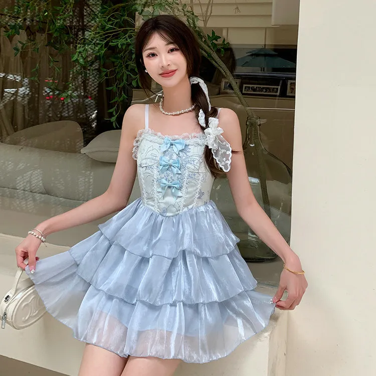 DOSOHEB Slip Dresses Women's Light Blue-4