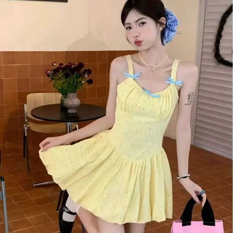 DOSOHEB Slip Dresses Women's Yellow-2