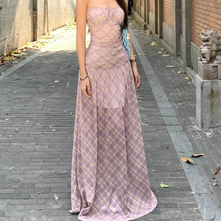 DOSOHEB Slip Dress Women's Pink Purple-4