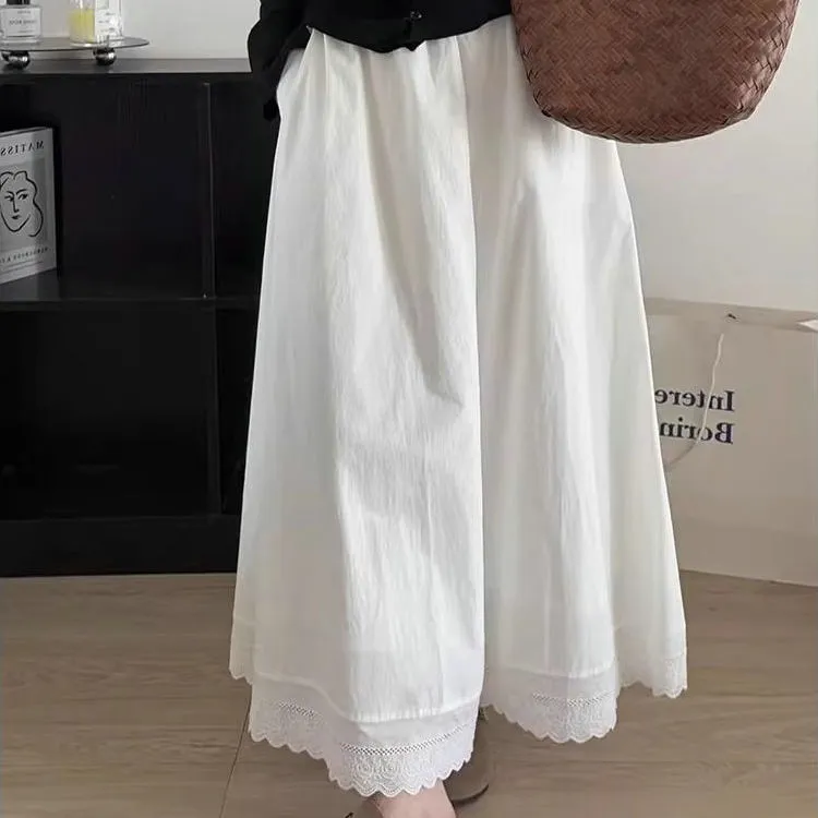 DOSOHEB Casual Long Skirt Women's White-3
