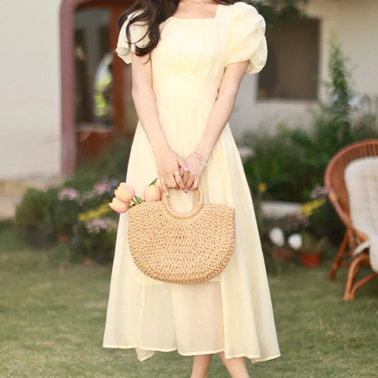 DOSOHEB Dress Women's Beige Yellow-6